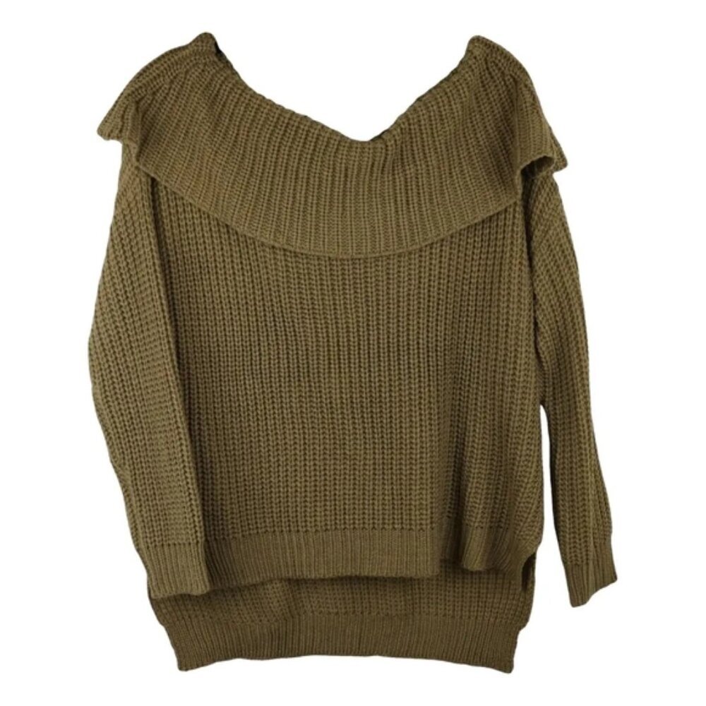 Sndys Chunky Oversized Cowl Neck Lounge Boho Olive Green Sweater L